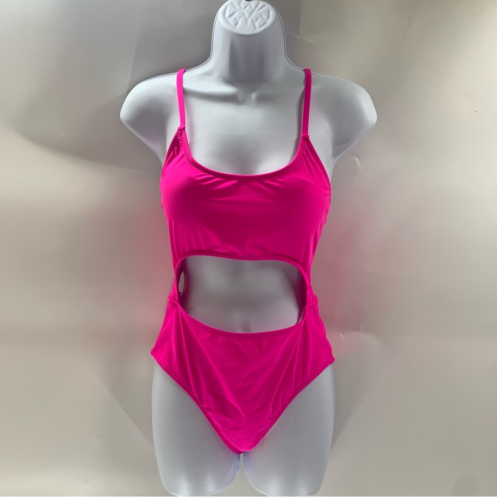 Hot Pink Cutout One-Piece Swimsuit size M